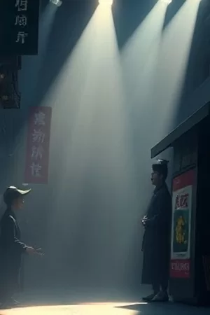 《雾港黎明》海报，雾中的港口吊机与远处警灯