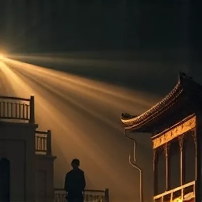 《末班车》海报，空车厢扶手与站台灯